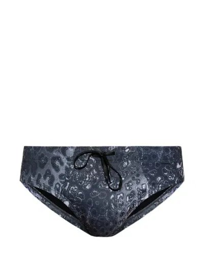 Diesel Printed Swim Trunks In Gray