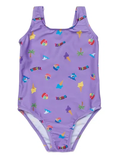 Diesel Babies' Printed Swimsuit In Blue