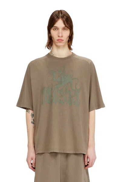 Diesel Printed T-shirt In Cotton And Hemp In Brown