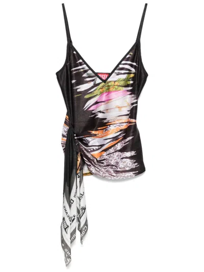 Diesel Printed Tank Top In Black