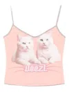 Diesel T-top R2 Cats Pink Cotton Jersey Tank Top In Pink