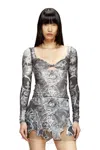 Diesel Printed Top With Crystal Droplets In Gray