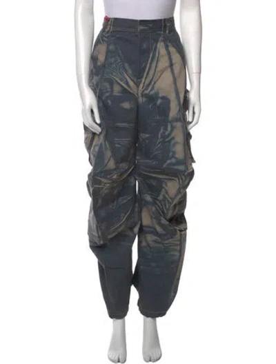 Pre-owned Diesel Printed Wide Leg Pants In Gray