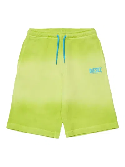 Diesel Kids' Pshade Logo-detail Shorts In Green