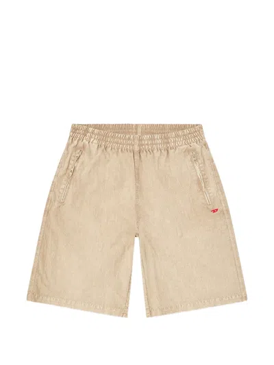Diesel P-theck Logo-embroiderd Shorts In Neutral