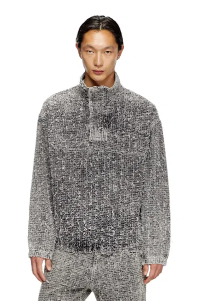 DIESEL PULLOVER JACKET IN BOUCLÉ DENIM