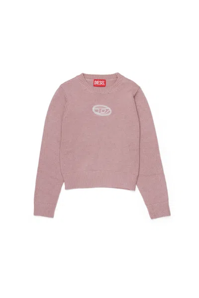 Diesel Kids' Cashmere Blend Sweater With Embroidery Oval D In Pink