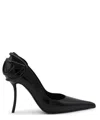 Diesel Heel Detail Pointed Toe Stiletto Pumps In Black