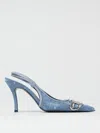 Diesel Pointed Toe Slingback Strap Silver-tone Pumps In Blue