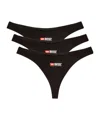 Diesel Three-pack Multicolor Punchy-d-core Thongs In Black
