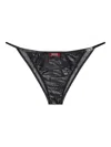 Diesel Metallic-effect String Briefs In Gray