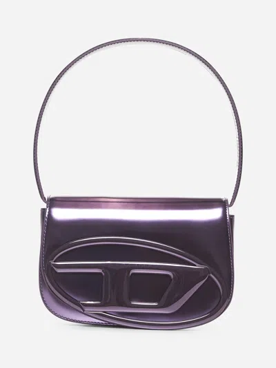 Diesel Iconic Mirrored Leather Shoulder Bag In Black
