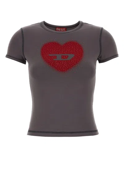 Diesel Purple Stretch Cotton T-shirt In Gray
