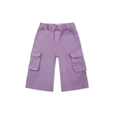 Diesel Purple Trousers For Baby Girl With Logo In Violet
