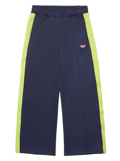 Diesel Kids' Trouseraloni Effetto Triacetato Colourblock In Blue