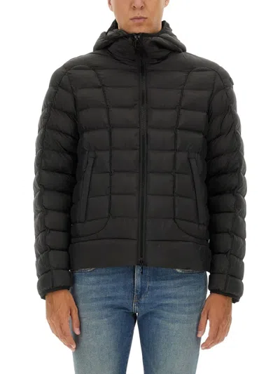 Diesel W-stone Hooded Techno Fabric Down Jacket In Green