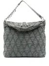 Diesel Quilted Chain-embellished Shoulder Bag In Gray