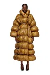 Diesel Quilted Down Coat With Belt In Brown