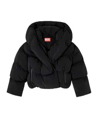 Diesel Quilted High-neck Jacket In Black