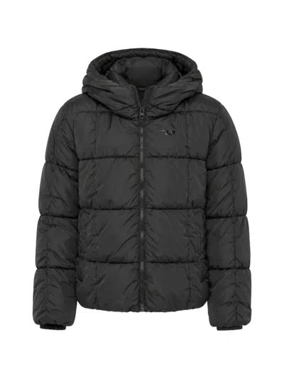 Diesel Quilted Hooded Jacket In Black