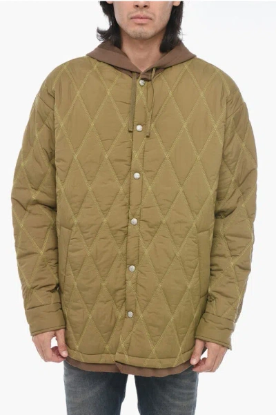 Diesel Quilted J-romeo Bomber With Fleece Detailing In Green