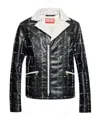 Diesel Quilted Panelled Biker Jacket In Multi