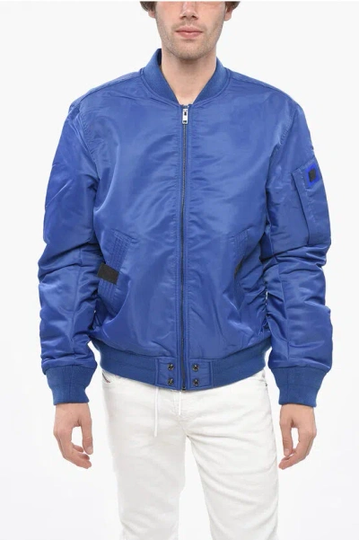 Diesel Quilted Ross Bomber Jacket With Front Zip In Blue