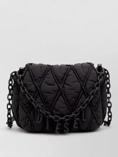Diesel Charm-d S-small Shoulder Bag In Quilted Nylon In Black