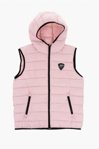Diesel Quilted Sleeveless Maxi Jacket In Pink