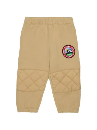 Diesel Babies' Quilted-panel Logo-patch Track Pants In Brown