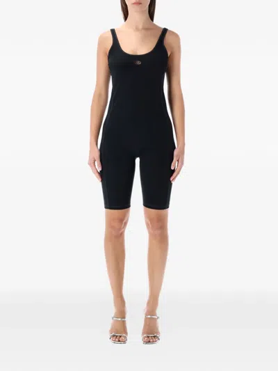 Diesel Rachele Logo Playsuit In Black