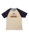Diesel Raglan-sleeve Logo-print T-shirt In Neutral