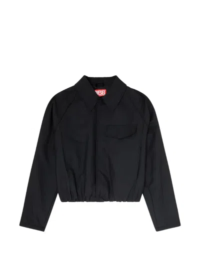 Diesel Raglan-sleeve Gathered Bomber Jacket In Black