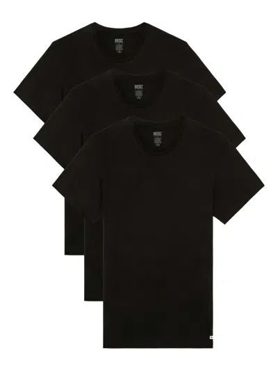 Diesel Crew Neck 3-pack Cotton Tees In Black
