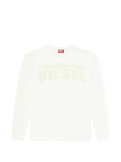 Diesel Raw-cut Embroidered T-shirt In Neutral