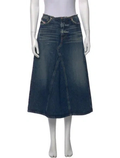 Pre-owned Diesel Raw-edge Trim Midi Length Skirt In Blue