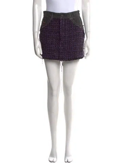 Pre-owned Diesel Raw-edge Trim Mini Skirt In Gray