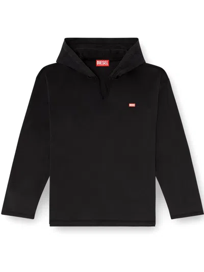 Diesel Raw-edge V-neck Check-flannel Hood Relaxed Fit T-shirt In Animal Print