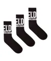 Diesel 3-pack Of Logo Cuff Socks In Black