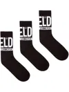 Diesel 3-pack Of Logo Cuff Socks In Black