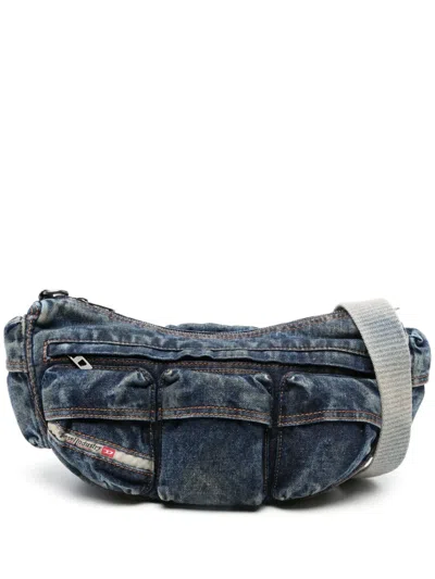 Diesel Re-edition Travel 3000 Denim Shoulder Bag In Blue