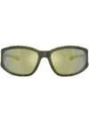 Diesel Rectangular Sunglasses In Acetate In Green