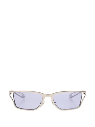 Diesel Rectangle Frame Sunglasses In Silver