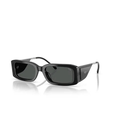 Diesel Rectangle Y2k Sunglasses Dl2017u In Black Tranparent Gray