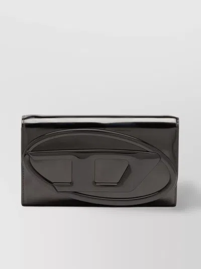 DIESEL RECTANGULAR GLOSSY FINISH CLUTCH WITH ADJUSTABLE STRAP