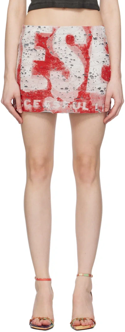 Diesel Red & White O-hunt-dev Miniskirt In 42aa