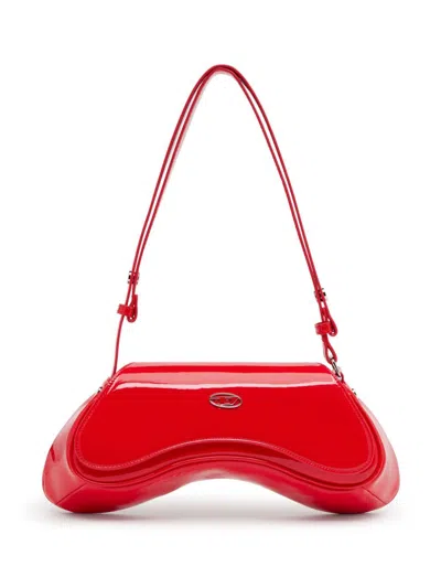 Diesel Red Play Glossy Shoulder Bag