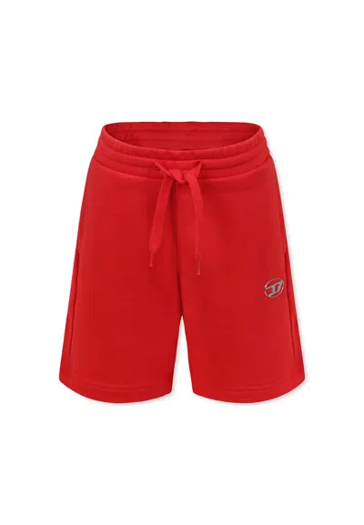 Diesel Kids' Red Shorts For Boy With Logo