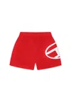 Diesel Red Swim Short For Baby Boy With Logo In Red