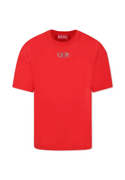 Diesel Kids' Red T-shirt For Boy With Logo